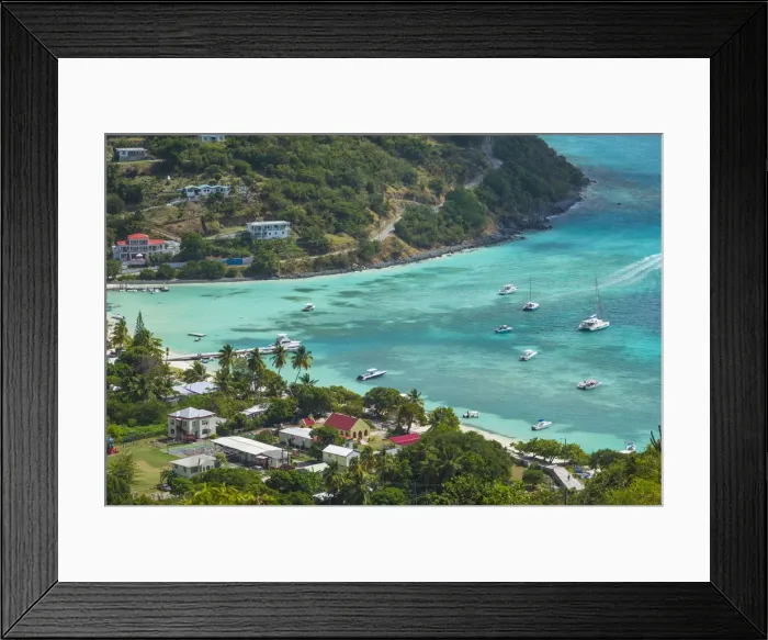 Framed Print : British Virgin Islands, Jost Van Dyke, Great Harbour from Majohnny Hill Framed Print : British Virgin Islands, Jost Van Dyke, Great Harbour from Majohnny Hill