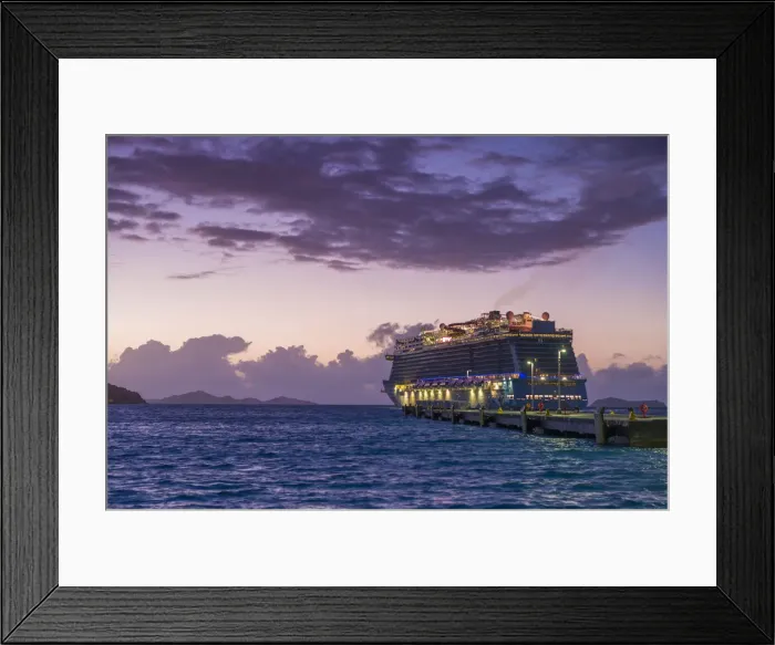 Framed Print : British Virgin Islands, Tortola, Road Town, Cruise Ship Dock, cruiseship, dawn Framed Print : British Virgin Islands, Tortola, Road Town, Cruise Ship Dock, cruiseship, dawn