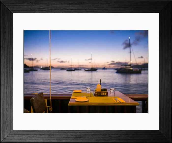 Framed Print : British Virgin Islands, Tortola, Cane Garden Bay, Cane Garden Bay Beach, sunset view
