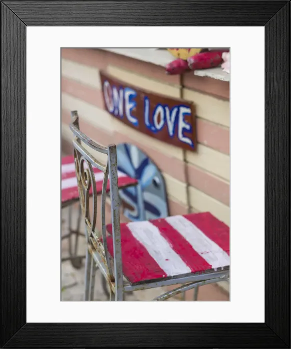 Framed Print : British Virgin Islands, Tortola, Great Carrot Bay, bar stools Framed Print : British Virgin Islands, Tortola, Great Carrot Bay, bar stools
