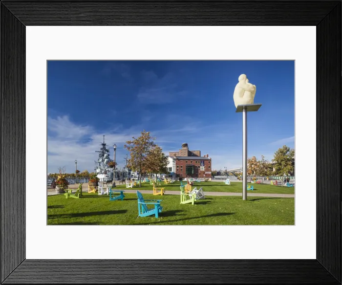 Framed Print : USA, New York, Western New York, Buffalo, Canalside Park, renovated former industrial Framed Print : USA, New York, Western New York, Buffalo, Canalside Park, renovated former industrial