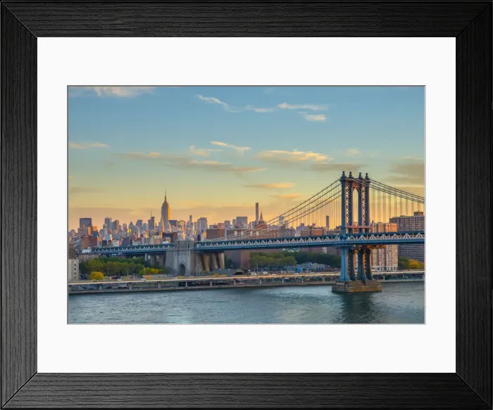 Framed Print : USA, New York, Manhattan Bridge and Empire State Building in Midtown, East River Framed Print : USA, New York, Manhattan Bridge and Empire State Building in Midtown, East River