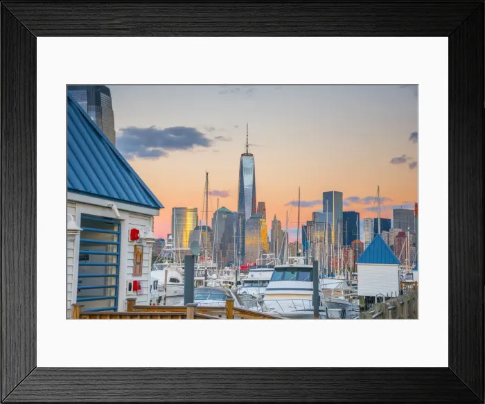 Framed Print : USA, New Jersey, Jersey City, Paulus Hook, Morris Canal Basin, Liberty Landing Marina