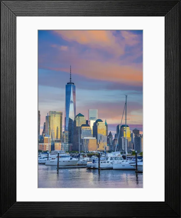Framed Print : USA, New York, Manhattan, Lower Manhattan and World Trade Center, Freedom Tower across Framed Print : USA, New York, Manhattan, Lower Manhattan and World Trade Center, Freedom Tower across