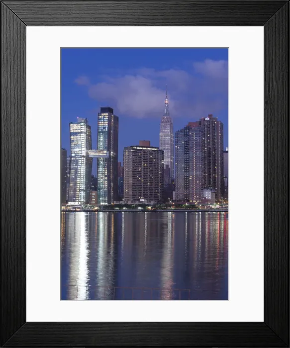 Framed Print : USA, New York, New York City, Long Island City, Mid town Manhattan skyline with Empire