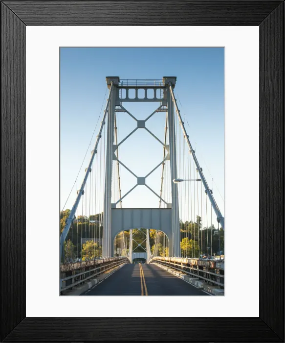 Framed Print : USA, New York, Hudson Valley, Kingston, Kingston Port Ewen Suspension Bridge