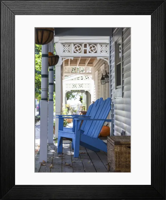 Framed Print : USA, New York, Hudson Valley, Saratoga Springs, Beekman Street Arts District, porch