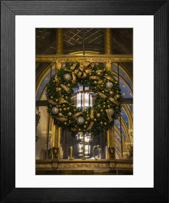 Framed Print : Christmas wreath, Manhattan, New York City, New York, USA