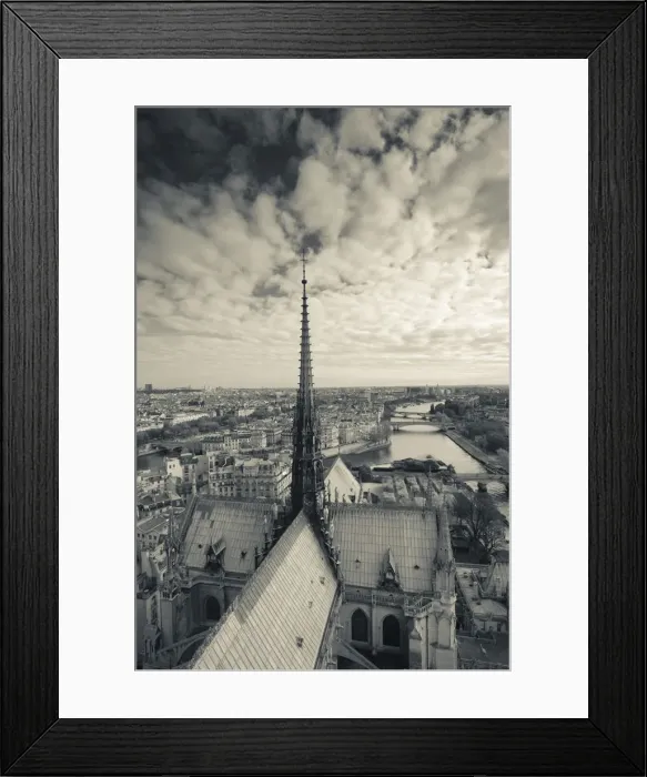 Framed Print : France, Paris, elevated view of the Seine River and city from the Cathedrale Notre Framed Print : France, Paris, elevated view of the Seine River and city from the Cathedrale Notre
