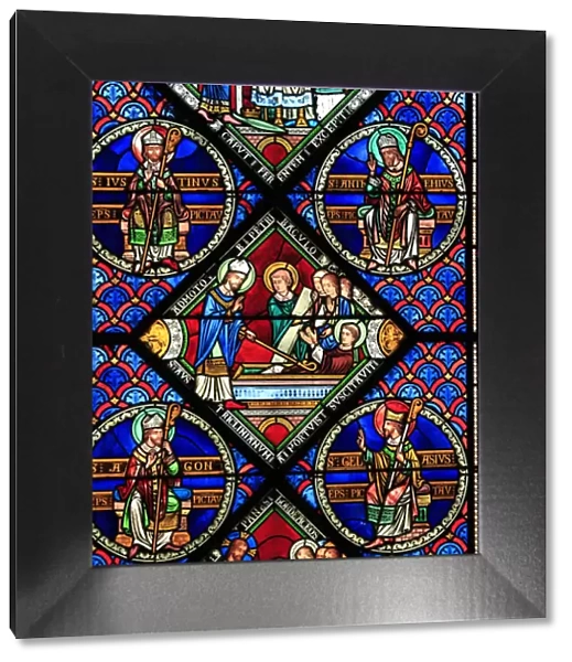 Romanesque stained glass window, church Sainte-Radegonde, Poitiers, Poitou-Charantes
