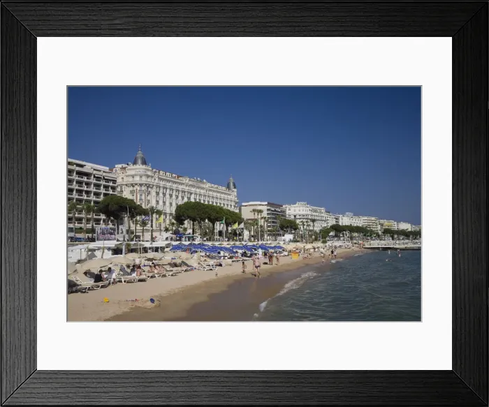 Framed Print : Beach and Boulevard de la Croisette with Carlton Hotel, Cannes, Cote D Azur, France Framed Print : Beach and Boulevard de la Croisette with Carlton Hotel, Cannes, Cote D Azur, France