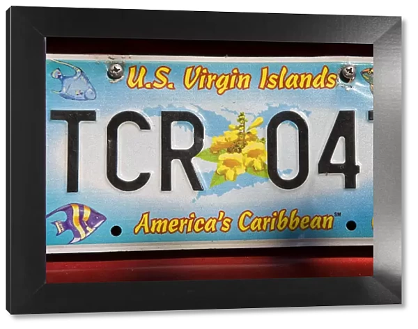 Caribbean, US Virgin Islands, St. Thomas, car license plate