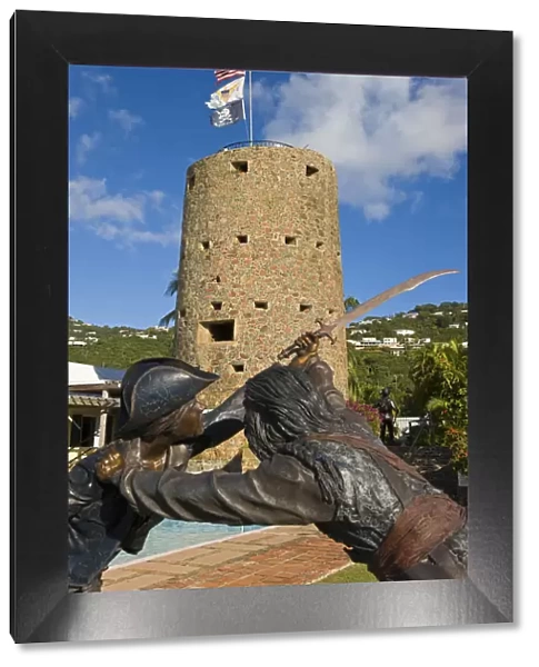 Caribbean, US Virgin Islands, St. Thomas, a sculpture in Blackbeards Castle