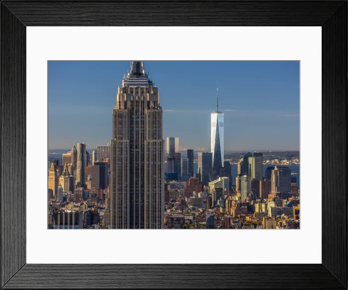 Framed Print : USA, New York, Midtown and Lower Manhattan, Empire State Building and Freedom Tower Framed Print : USA, New York, Midtown and Lower Manhattan, Empire State Building and Freedom Tower