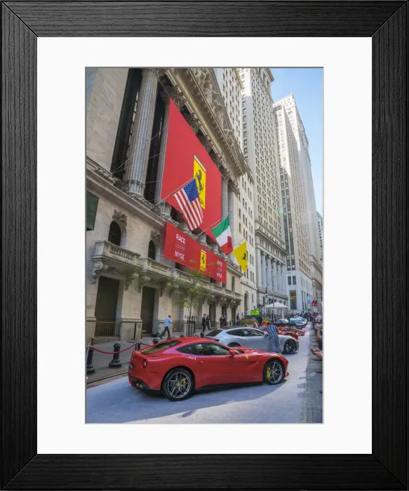 Framed Print : USA, New York, Manhattan, Downtown, Wall Street, Ferrari display Framed Print : USA, New York, Manhattan, Downtown, Wall Street, Ferrari display