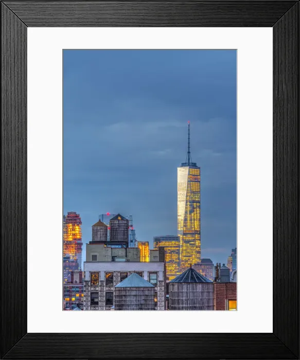 Framed Print : USA, New York, Freedom Tower over rooftops and water tanks Framed Print : USA, New York, Freedom Tower over rooftops and water tanks