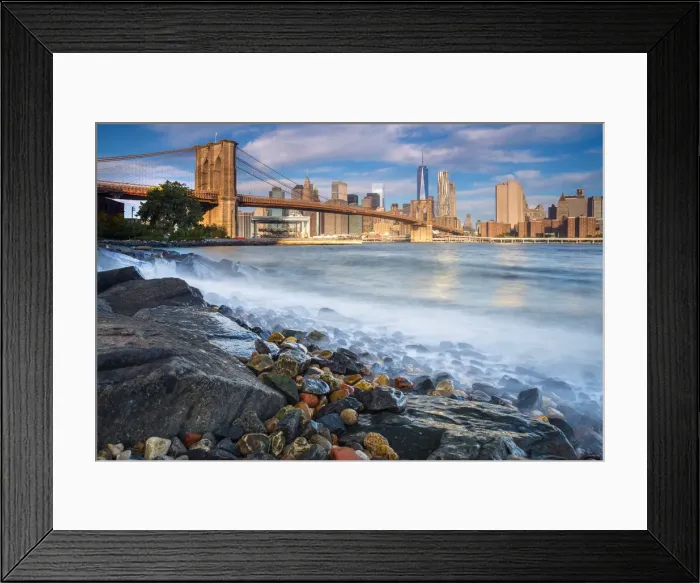 Framed Print : USA, New York, Manhattan and Brooklyn Bridge across East River, from Dumbo, Brooklyn Framed Print : USA, New York, Manhattan and Brooklyn Bridge across East River, from Dumbo, Brooklyn