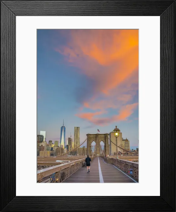 Framed Print : USA, New York, Brooklyn Bridge and Lower Manhattan Skyline with Freedom Tower Framed Print : USA, New York, Brooklyn Bridge and Lower Manhattan Skyline with Freedom Tower