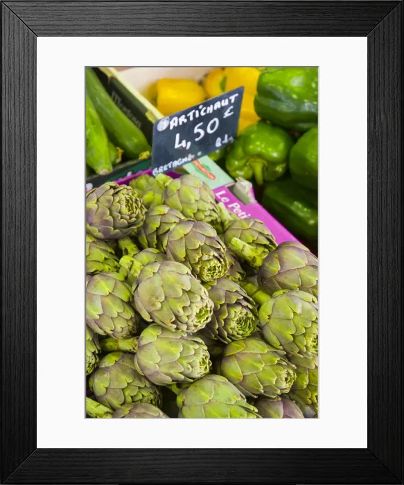 Framed Print : France, Provence-Alpes-Cote d Azur, Cannes, Old Town Le Suquet, Market, artichokes