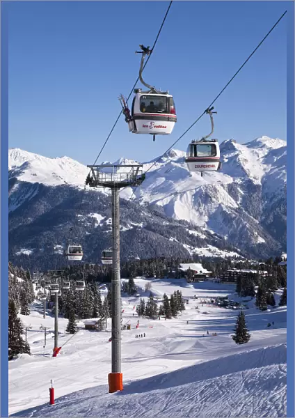 Ski Pistes in Courchevel 1850 ski resort in the Three Valleys, Les Trois Vallees, Savoie
