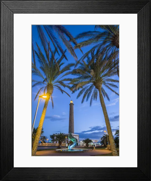 Framed Print : Spain, Canary Islands, Gran Canaria Island, Maspalomas, Maspalomas Lighthouse, dusk Framed Print : Spain, Canary Islands, Gran Canaria Island, Maspalomas, Maspalomas Lighthouse, dusk