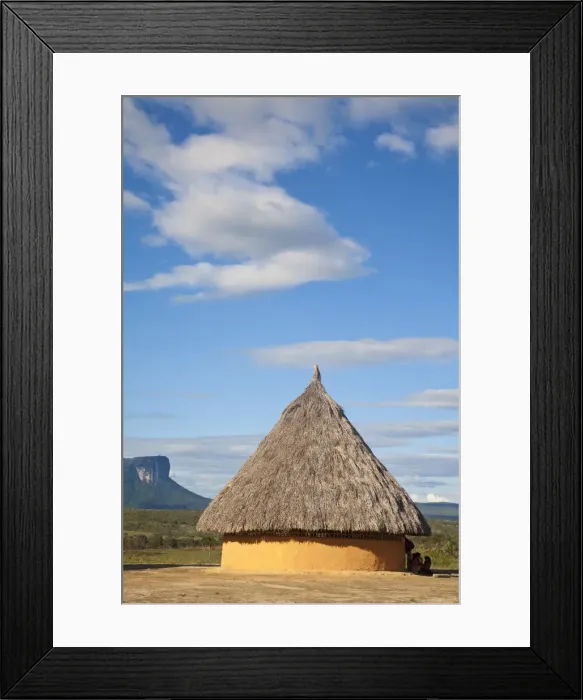 Framed Print : Venezuela, Guayana, Canaima National Park, Thatched hut