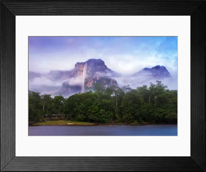 Framed Print : Venezuela, Guayana, Canaima National Park, Mist swirls round Angel Falls at sunrise Framed Print : Venezuela, Guayana, Canaima National Park, Mist swirls round Angel Falls at sunrise