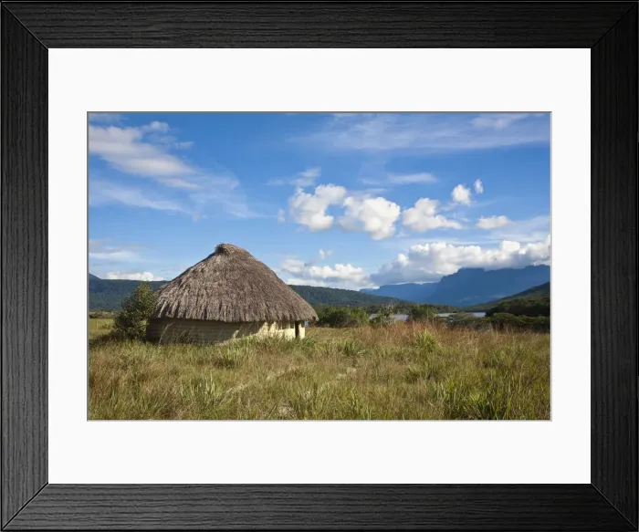 Framed Print : Venezuela, Guayana, Canaima National Park, Thatched hut Framed Print : Venezuela, Guayana, Canaima National Park, Thatched hut
