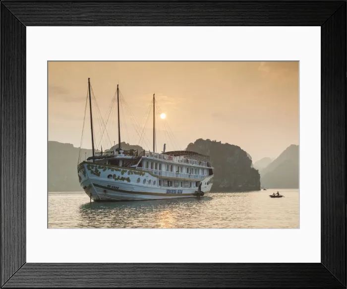 Framed Print : Vietnam, Halong Bay, tourist boats, dusk Framed Print : Vietnam, Halong Bay, tourist boats, dusk