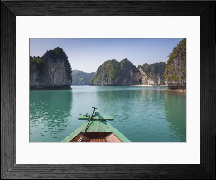 Framed Print : Vietnam, Halong Bay, small tourist boat Framed Print : Vietnam, Halong Bay, small tourist boat