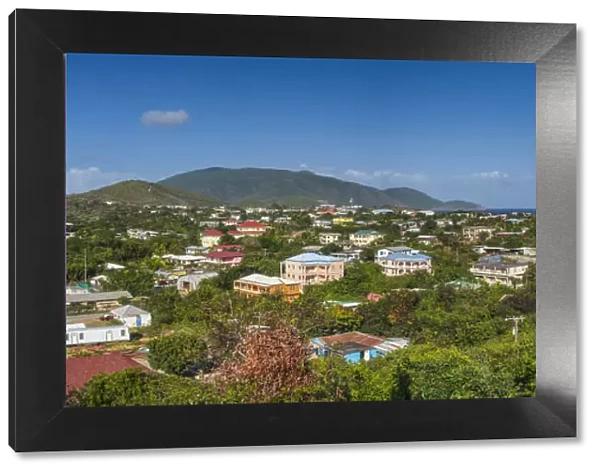 British Virgin Islands, Virgin Gorda, Spanish Town, elevated town view