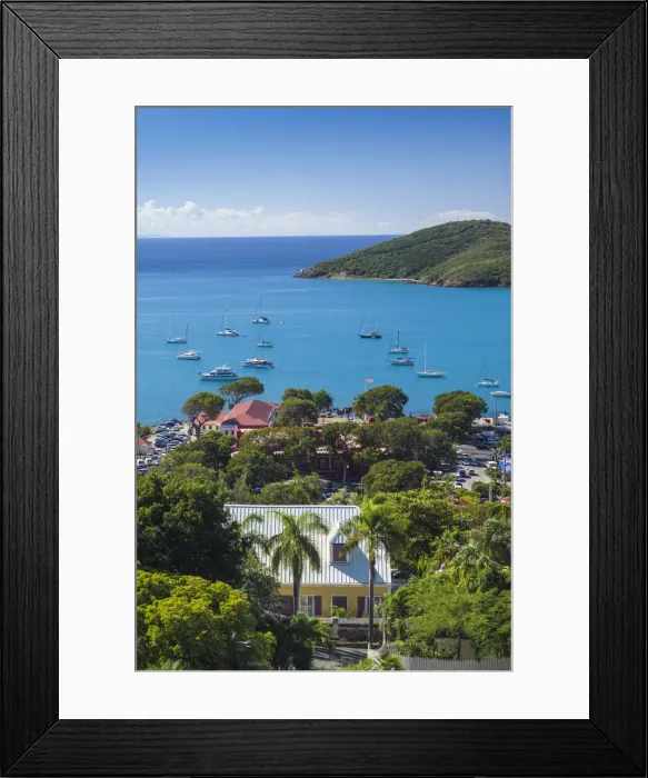 Framed Print : U. S. Virgin Islands, St. Thomas, Charlotte Amalie, elevated town view Framed Print : U. S. Virgin Islands, St. Thomas, Charlotte Amalie, elevated town view