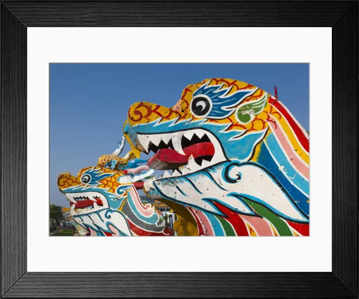 Framed Print : Vietnam, Hue, dragon excursion boats, Perfume River Framed Print : Vietnam, Hue, dragon excursion boats, Perfume River