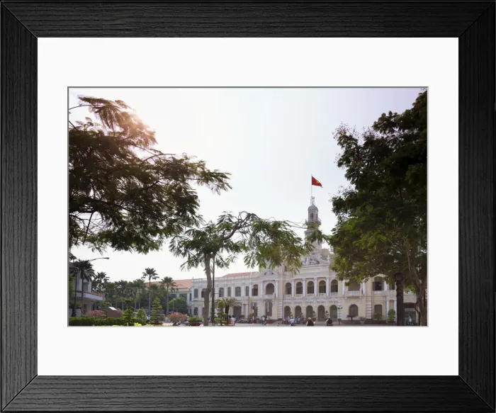 Framed Print : Vietnam, Ho Chi Minh City (Saigon), City Hall and Statue of Ho Chi Minh