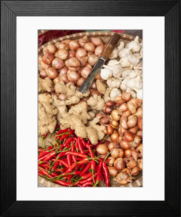 Framed Print : Chillis, garlics and onions for sale, Old Quarter, Hanoi, Vietnam Framed Print : Chillis, garlics and onions for sale, Old Quarter, Hanoi, Vietnam