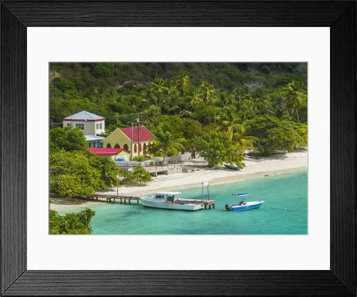 Framed Print : British Virgin Islands, Jost Van Dyke, Great Harbour, elevated waterfront view Framed Print : British Virgin Islands, Jost Van Dyke, Great Harbour, elevated waterfront view