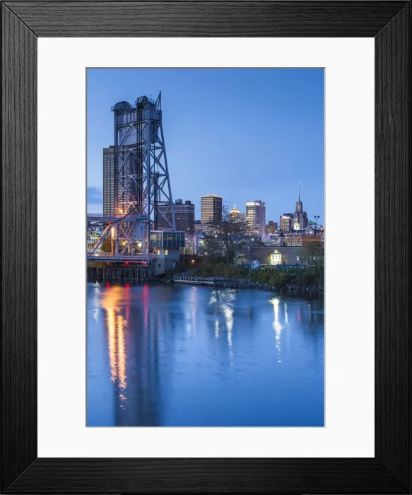 Framed Print : USA, New York, Western New York, Buffalo, skyline and Michigan Avenue Bridge, dusk Framed Print : USA, New York, Western New York, Buffalo, skyline and Michigan Avenue Bridge, dusk