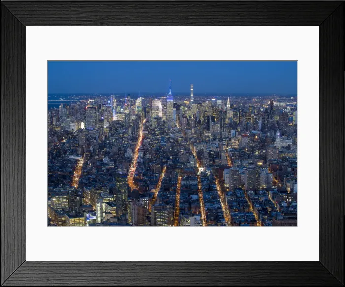 Framed Print : Usa, New York City, Manhattan, Lower Manhattan, Skyline at sunset viewed from One Framed Print : Usa, New York City, Manhattan, Lower Manhattan, Skyline at sunset viewed from One