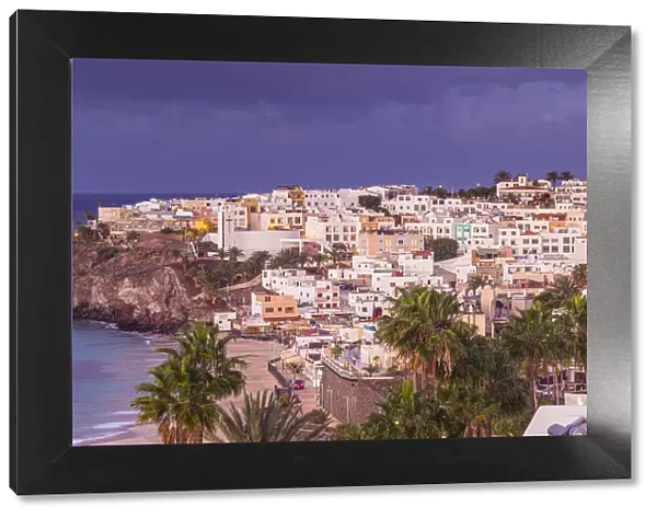 Spain, Canary Islands, Fuerteventura Island, Morro Jable, high angle view of Playa