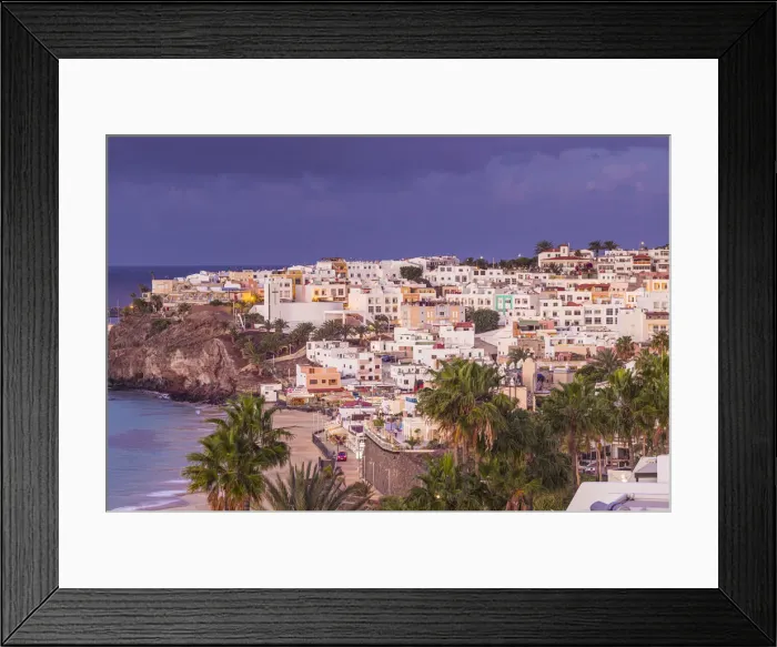 Framed Print : Spain, Canary Islands, Fuerteventura Island, Morro Jable, high angle view of Playa Framed Print : Spain, Canary Islands, Fuerteventura Island, Morro Jable, high angle view of Playa