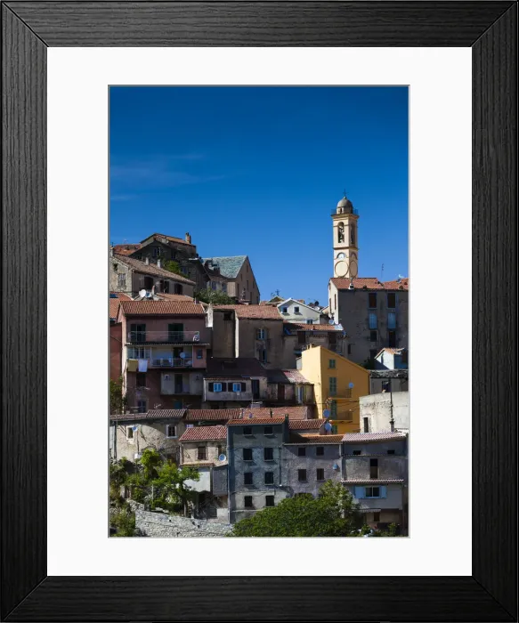 Framed Print : France, Corsica, Haute-Corse Department, Central Mountains Region, Corte, city view Framed Print : France, Corsica, Haute-Corse Department, Central Mountains Region, Corte, city view