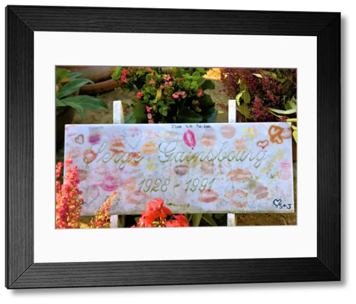 Framed Print : Serge Gainsbourgs Gravestone, Montparnasse Cemetery, Montparnasse, Paris, France Framed Print : Serge Gainsbourgs Gravestone, Montparnasse Cemetery, Montparnasse, Paris, France