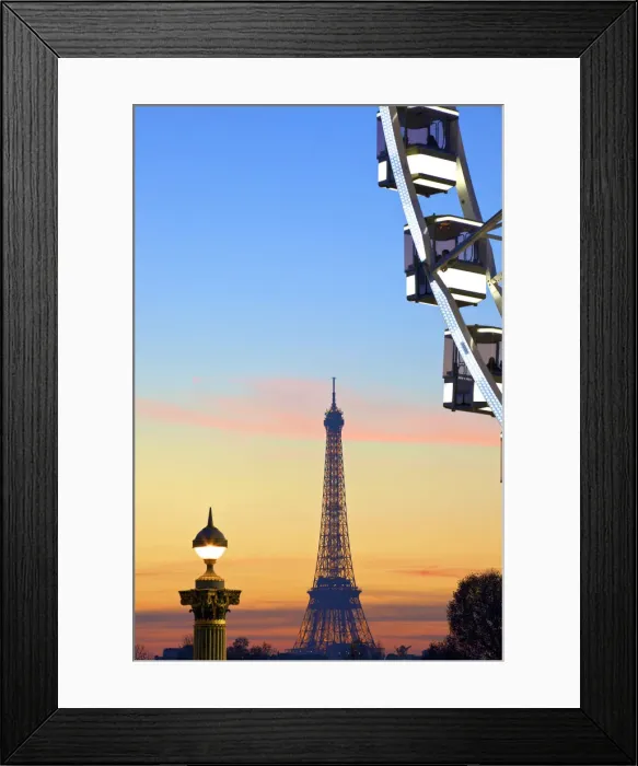Framed Print : Eiffel Tower From Place De La Concorde With Big Wheel In Foreground, Paris, France Framed Print : Eiffel Tower From Place De La Concorde With Big Wheel In Foreground, Paris, France