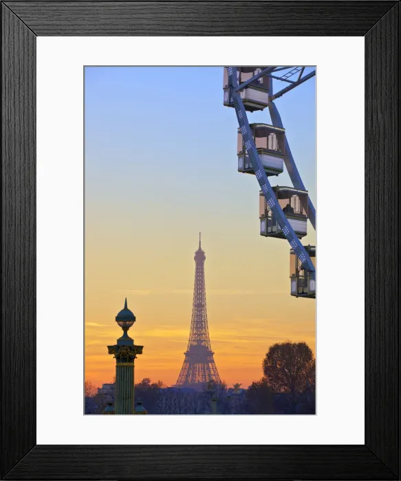 Framed Print : Eiffel Tower From Place De La Concorde With Big Wheel In Foreground, Paris, France Framed Print : Eiffel Tower From Place De La Concorde With Big Wheel In Foreground, Paris, France