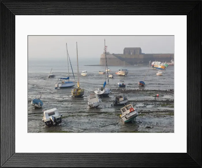 Framed Print : France, Normandy Region, Manche Department, Granville, elevated port view with boats Framed Print : France, Normandy Region, Manche Department, Granville, elevated port view with boats