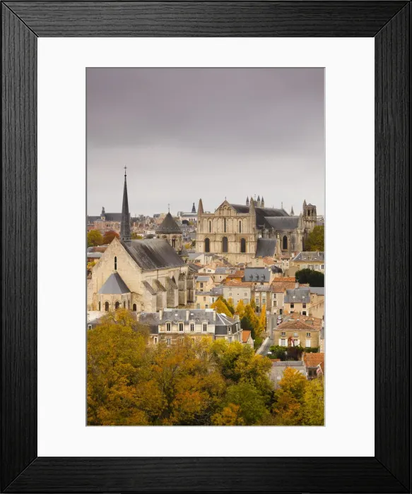 Framed Print : France, Poitou-Charentes Region, Vienne Department, Poitiers, elevated view of town Framed Print : France, Poitou-Charentes Region, Vienne Department, Poitiers, elevated view of town