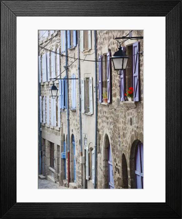 Framed Print : France, Haute-Loire Department, Auvergne Region, Le Puy-en-Velay, buildings on rue