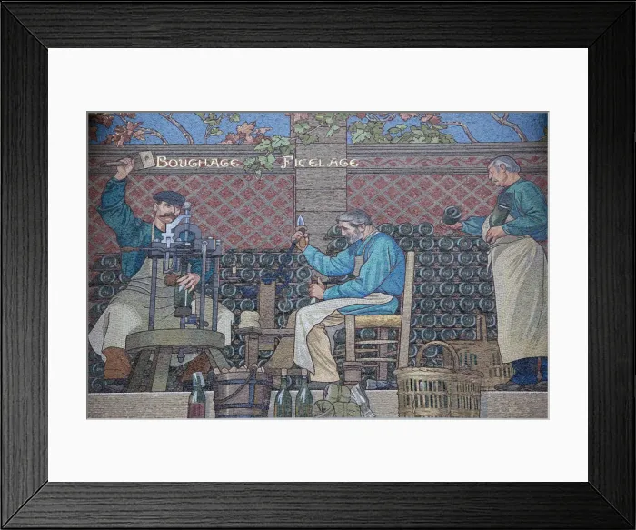 Framed Print : France, Marne, Champagne Ardenne, Reims, wine-making mosaic on rue de Mars Framed Print : France, Marne, Champagne Ardenne, Reims, wine-making mosaic on rue de Mars