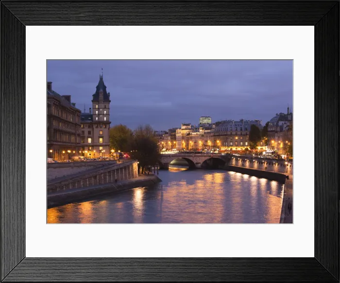Framed Print : France, Paris, Seine River by the Ile de la Cite, dusk Framed Print : France, Paris, Seine River by the Ile de la Cite, dusk