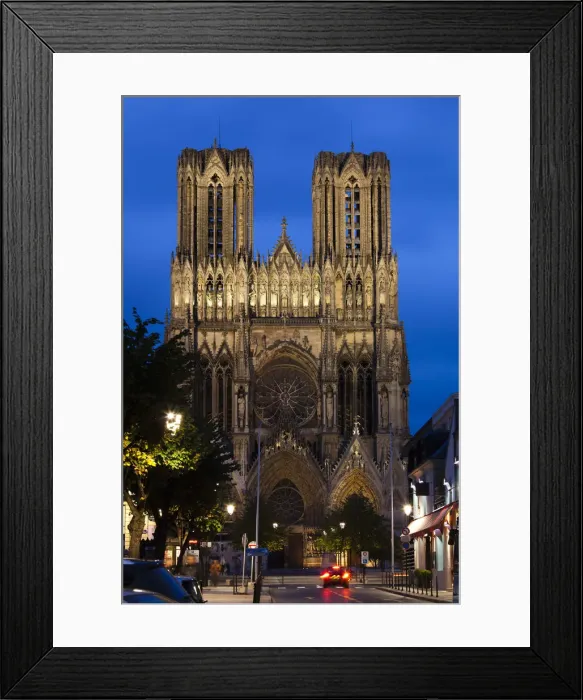 Framed Print : France, Marne, Champagne Ardenne, Reims, Cathedrale Notre Dame, exterior, evening Framed Print : France, Marne, Champagne Ardenne, Reims, Cathedrale Notre Dame, exterior, evening